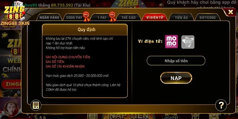 Hướng dẫn nạp tiền Zing88 chi tiết, nhanh chóng cho tân thủ - kovagu.live - kovagu